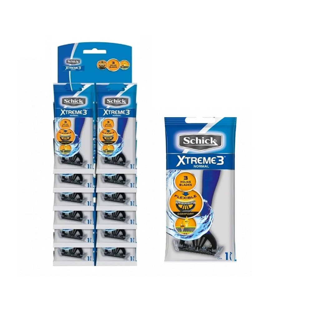 SCH-P05-XTREME3-NORMAL-blanco1 Prestobarba Schick Xtreme3 Normal - Exhibidor y unidad - Imagen 1
